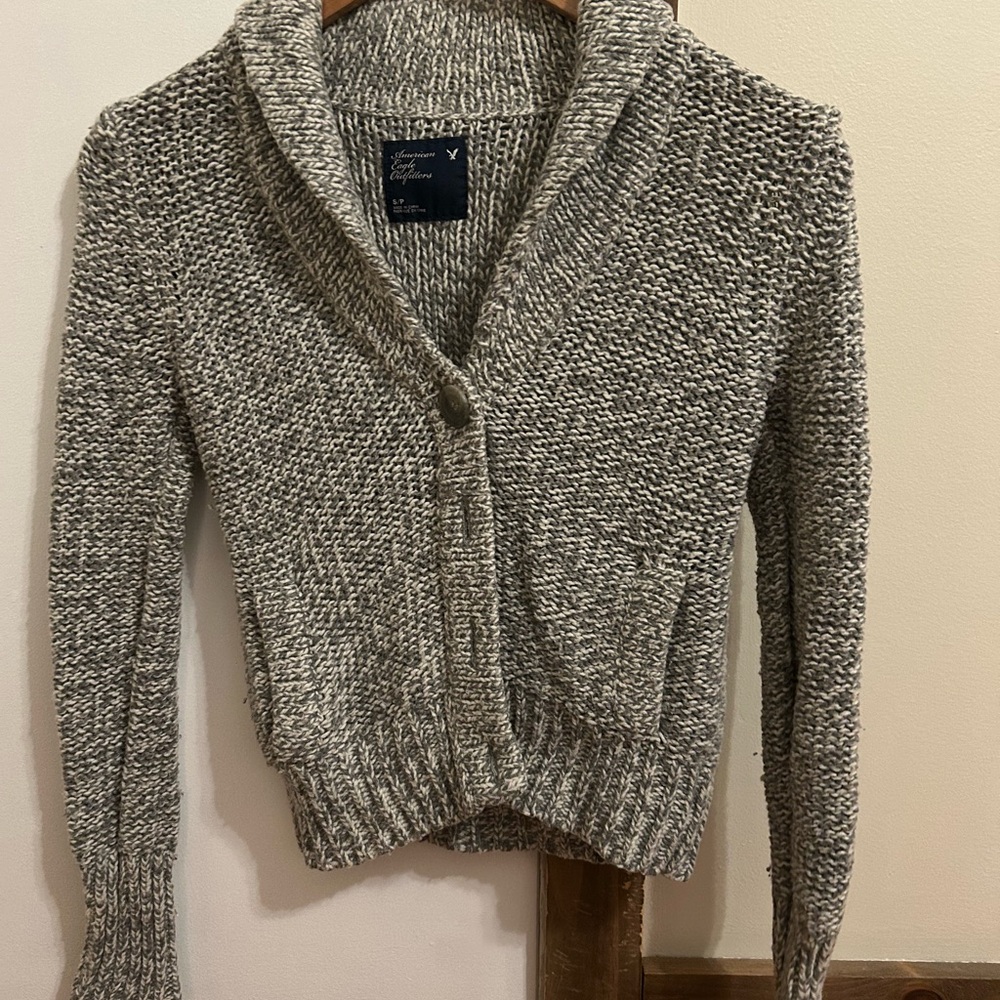 American Eagle Outfitters Marled Gray Cardigan